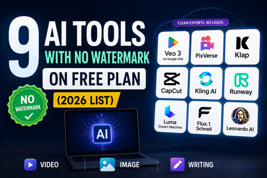 9 AI Tools With No Watermark on Free Plan (2026 List)